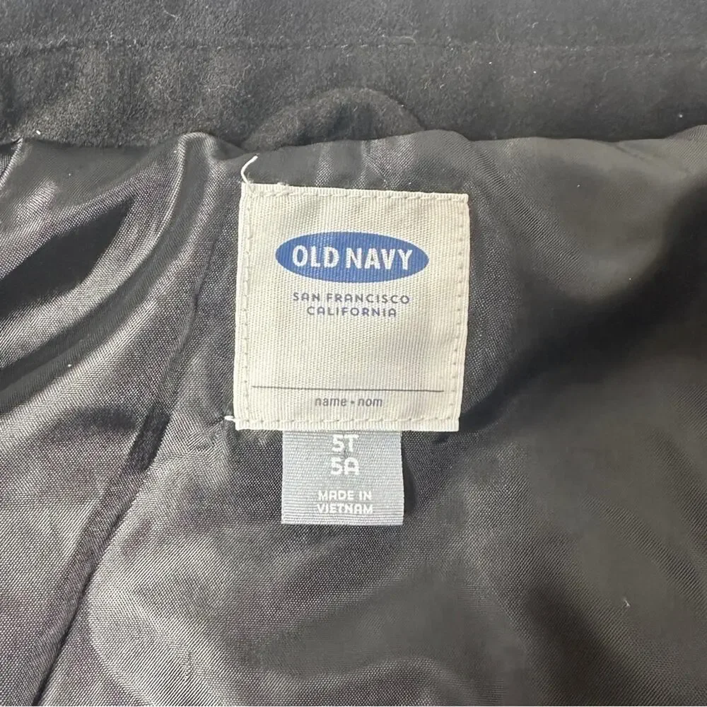Old Navy Girls Black Peacoat Coat Size 5T Double Breasted Winter
